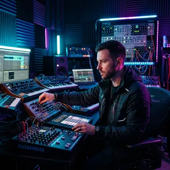 Neon Pulse performing live in a neon-lit studio